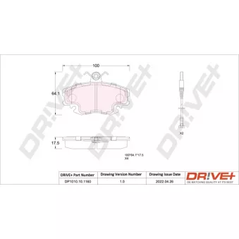 Jeu de 4 plaquettes de frein avant Dr!ve+ DP1010.10.1160