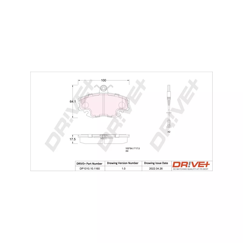Jeu de 4 plaquettes de frein avant Dr!ve+ DP1010.10.1160