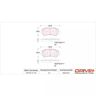 Jeu de 4 plaquettes de frein arrière Dr!ve+ DP1010.10.1161