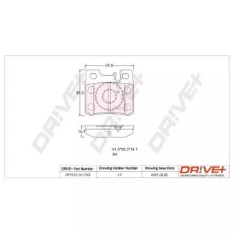Jeu de 4 plaquettes de frein arrière Dr!ve+ DP1010.10.1163