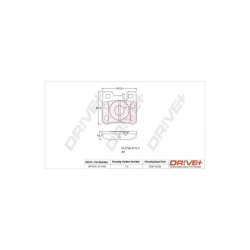 Jeu de 4 plaquettes de frein arrière Dr!ve+ DP1010.10.1163