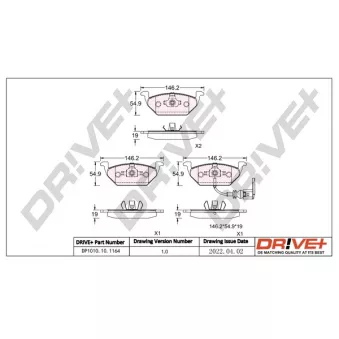 Jeu de 4 plaquettes de frein avant Dr!ve+ DP1010.10.1164