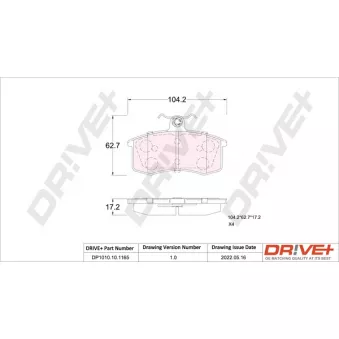 Jeu de 4 plaquettes de frein avant Dr!ve+ DP1010.10.1165