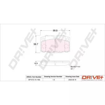 Jeu de 4 plaquettes de frein avant Dr!ve+ DP1010.10.1166