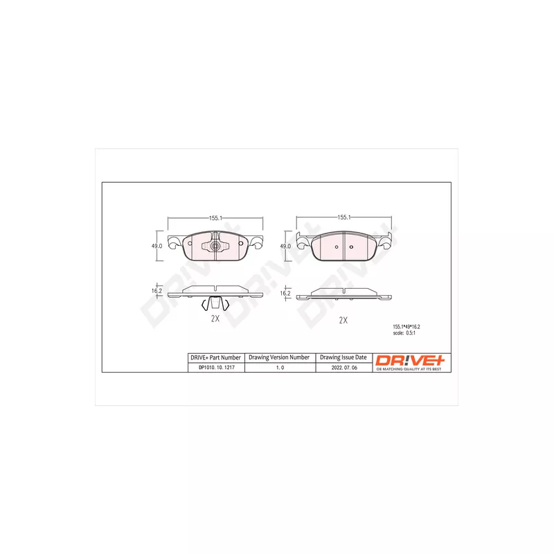 Jeu de 4 plaquettes de frein avant Dr!ve+ DP1010.10.1217