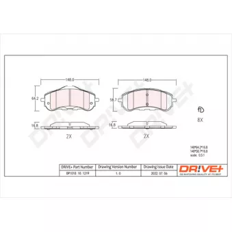 Jeu de 4 plaquettes de frein avant Dr!ve+ DP1010.10.1219