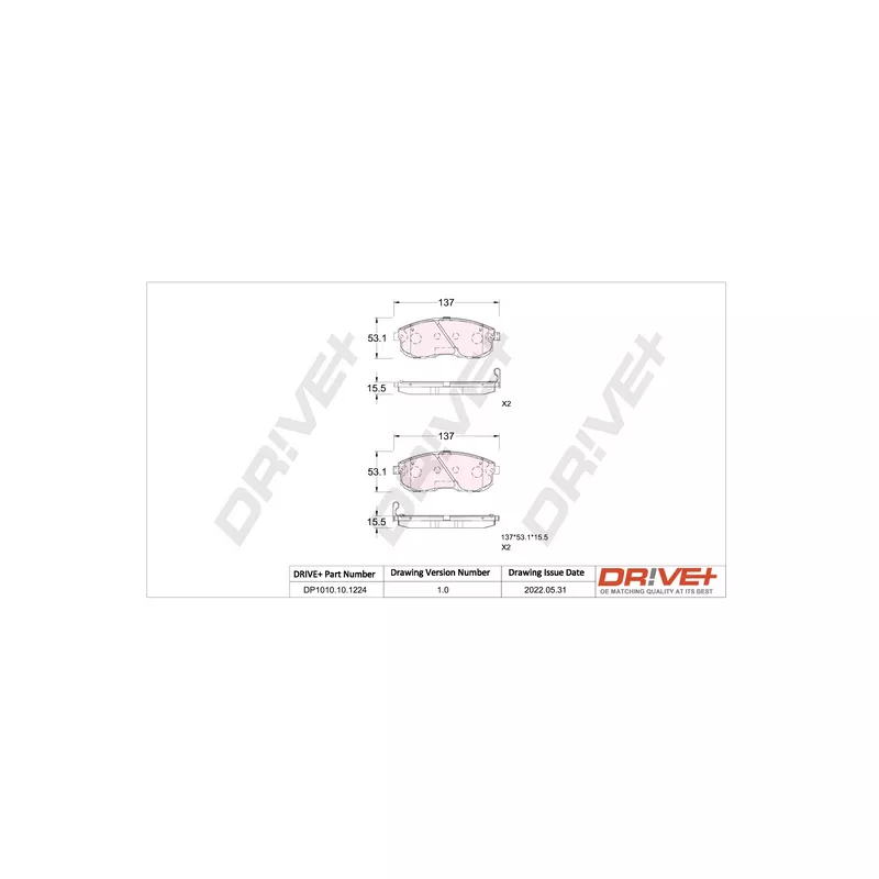 Jeu de 4 plaquettes de frein avant Dr!ve+ DP1010.10.1224