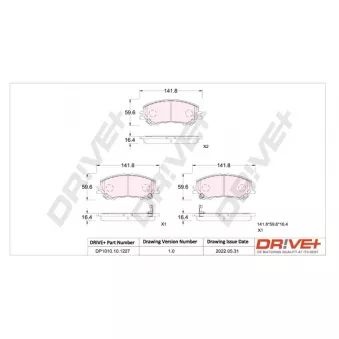 Jeu de 4 plaquettes de frein avant Dr!ve+ DP1010.10.1227