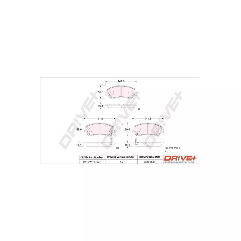 Jeu de 4 plaquettes de frein avant Dr!ve+ DP1010.10.1227