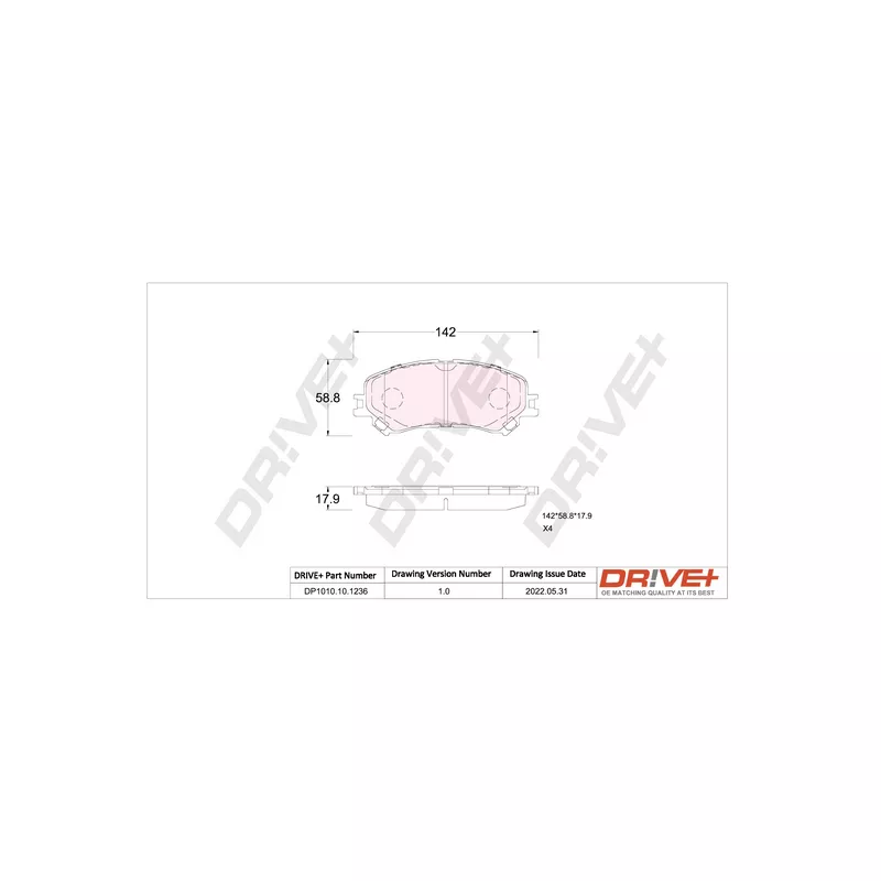 Jeu de 4 plaquettes de frein avant Dr!ve+ DP1010.10.1236