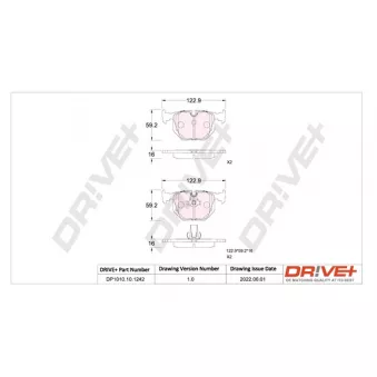 Jeu de 4 plaquettes de frein arrière Dr!ve+ DP1010.10.1242