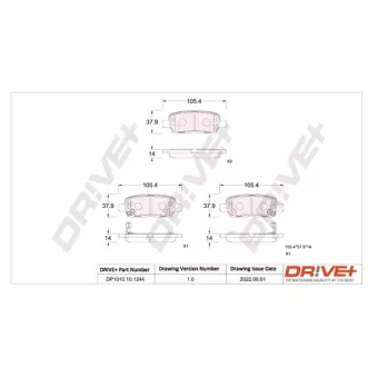 Jeu de 4 plaquettes de frein arrière Dr!ve+ DP1010.10.1244