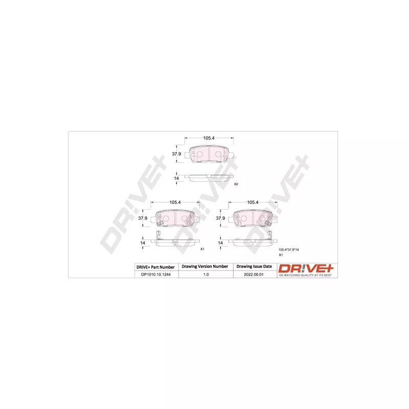Jeu de 4 plaquettes de frein arrière Dr!ve+ DP1010.10.1244