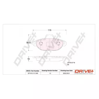 Jeu de 4 plaquettes de frein avant Dr!ve+