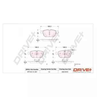 Jeu de 4 plaquettes de frein avant Dr!ve+ DP1010.10.1251