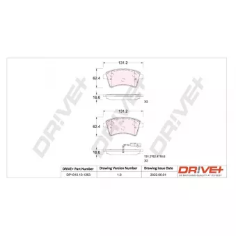 Jeu de 4 plaquettes de frein avant Dr!ve+ DP1010.10.1253