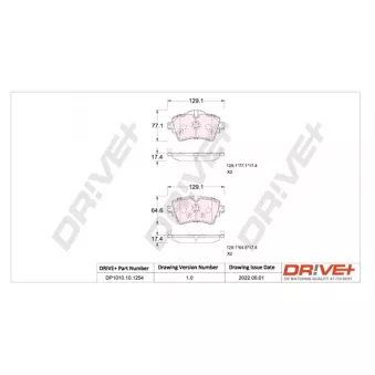 Jeu de 4 plaquettes de frein avant Dr!ve+ DP1010.10.1254