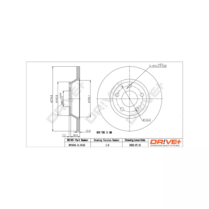 Jeu de 2 disques de frein avant Dr!ve+ DP1010.11.0116