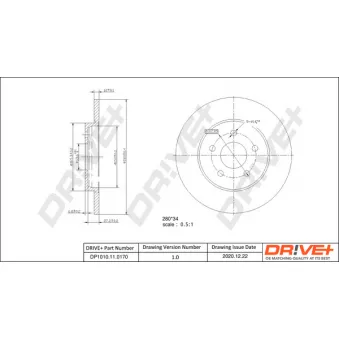 Jeu de 2 disques de frein arrière Dr!ve+ DP1010.11.0170