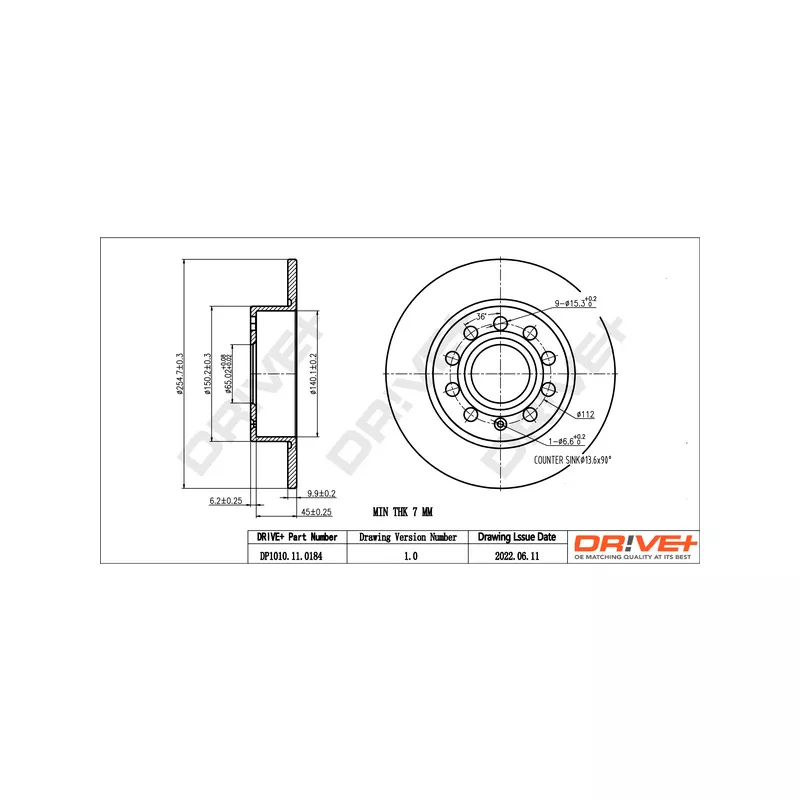 Jeu de 2 disques de frein arrière Dr!ve+ DP1010.11.0184