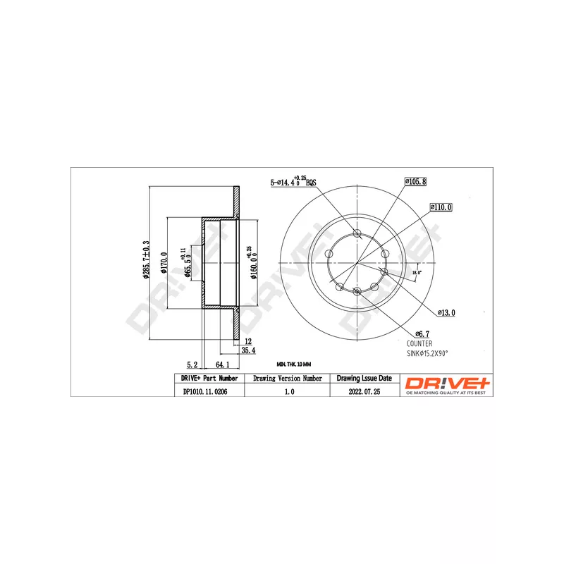 Jeu de 2 disques de frein arrière Dr!ve+ DP1010.11.0206