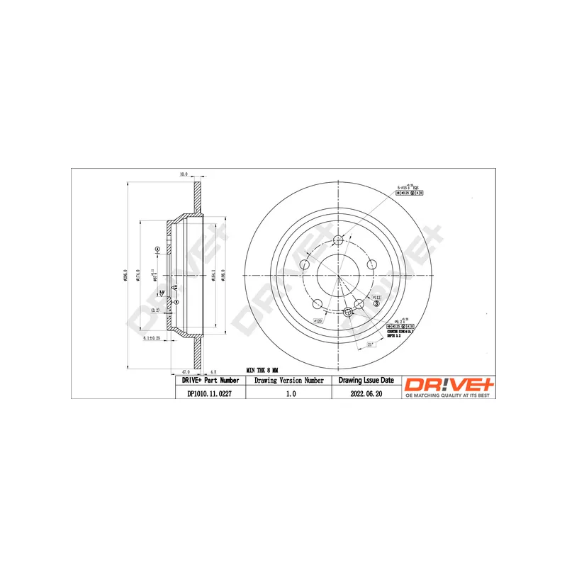 Jeu de 2 disques de frein arrière Dr!ve+ DP1010.11.0227