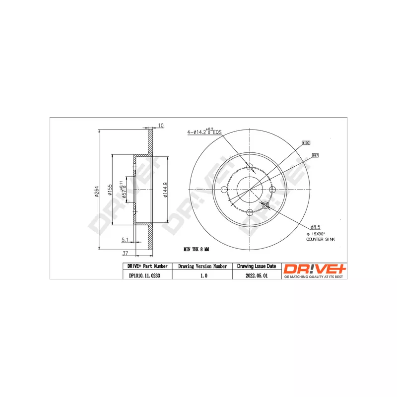 Jeu de 2 disques de frein arrière Dr!ve+ DP1010.11.0233