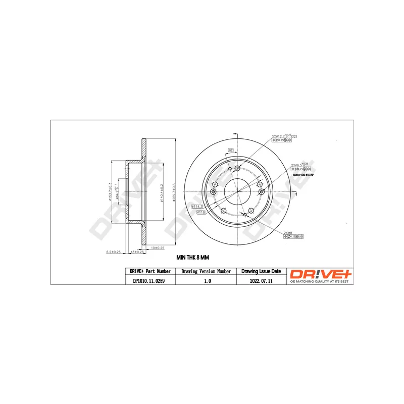 Jeu de 2 disques de frein arrière Dr!ve+ DP1010.11.0259