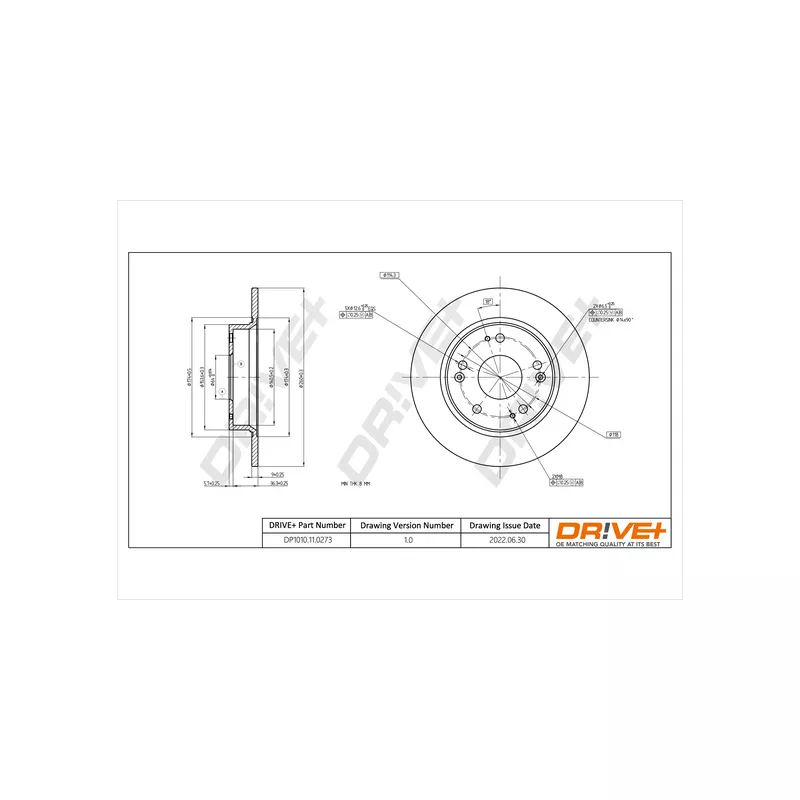 Jeu de 2 disques de frein arrière Dr!ve+ DP1010.11.0273
