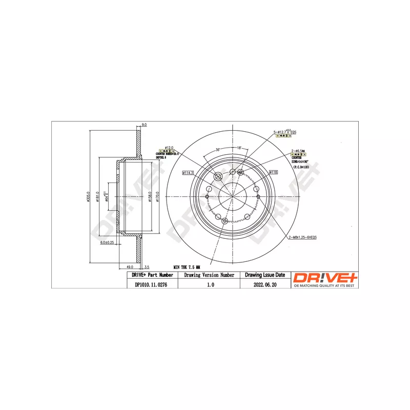 Jeu de 2 disques de frein arrière Dr!ve+ DP1010.11.0276