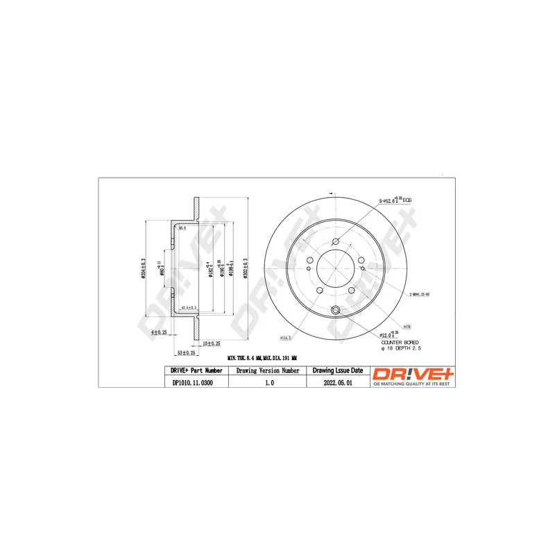 Jeu de 2 disques de frein arrière Dr!ve+ DP1010.11.0300