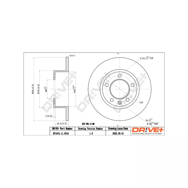 Jeu de 2 disques de frein arrière Dr!ve+ DP1010.11.0319