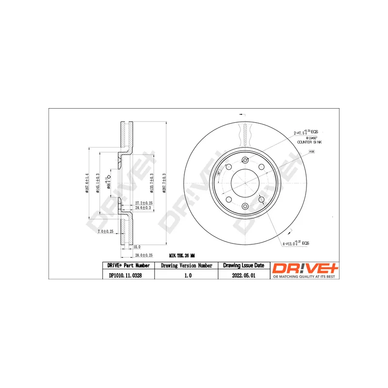 Jeu de 2 disques de frein avant Dr!ve+ DP1010.11.0328