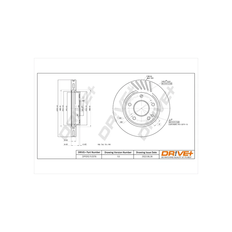 Jeu de 2 disques de frein avant Dr!ve+ DP1010.11.0376