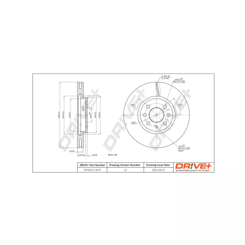 Jeu de 2 disques de frein avant Dr!ve+ DP1010.11.0417