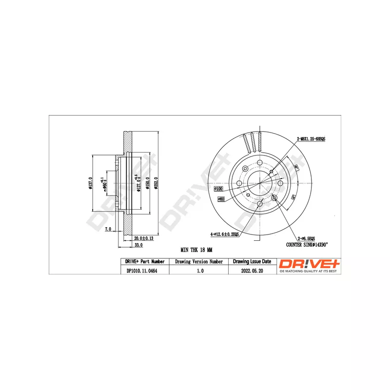 Jeu de 2 disques de frein avant Dr!ve+ DP1010.11.0464