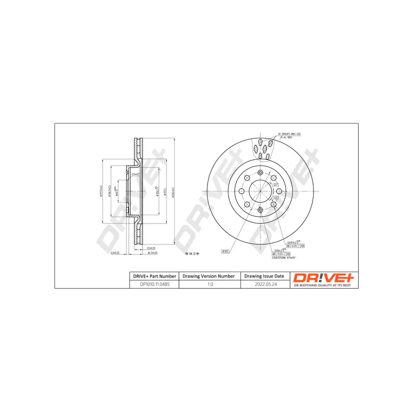 Jeu de 2 disques de frein avant Dr!ve+ DP1010.11.0485