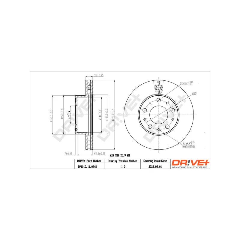 Jeu de 2 disques de frein avant Dr!ve+ DP1010.11.0548