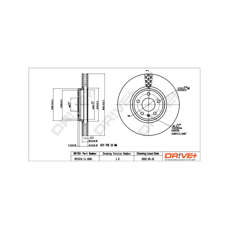 Jeu de 2 disques de frein avant Dr!ve+ DP1010.11.0561