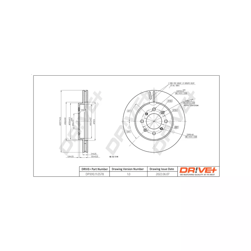 Jeu de 2 disques de frein avant Dr!ve+ DP1010.11.0578
