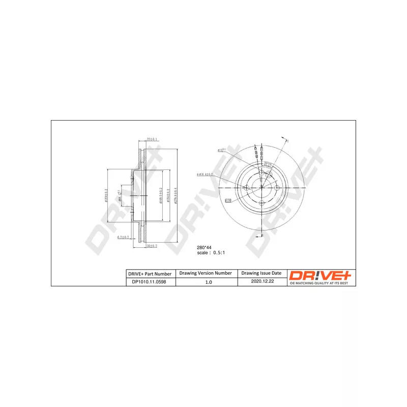 Jeu de 2 disques de frein avant Dr!ve+ DP1010.11.0598