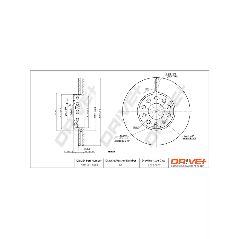 Jeu de 2 disques de frein avant Dr!ve+ DP1010.11.0599