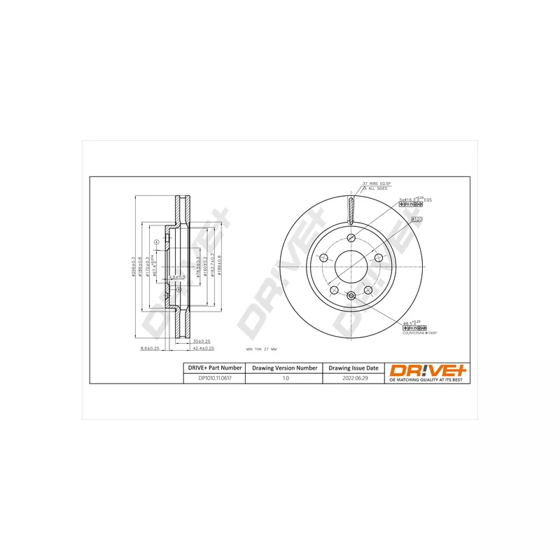 Jeu de 2 disques de frein avant Dr!ve+ DP1010.11.0617
