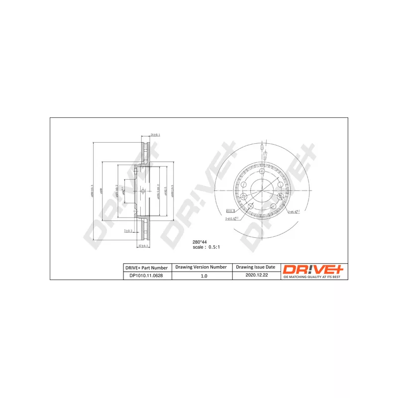 Jeu de 2 disques de frein avant Dr!ve+ DP1010.11.0628