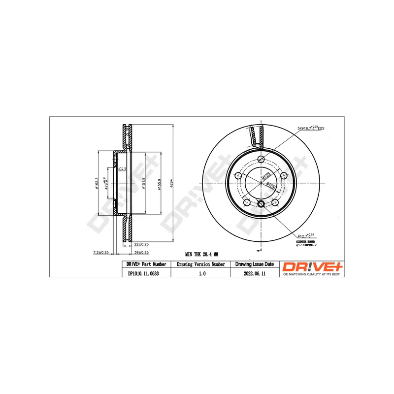 Jeu de 2 disques de frein avant Dr!ve+ DP1010.11.0633