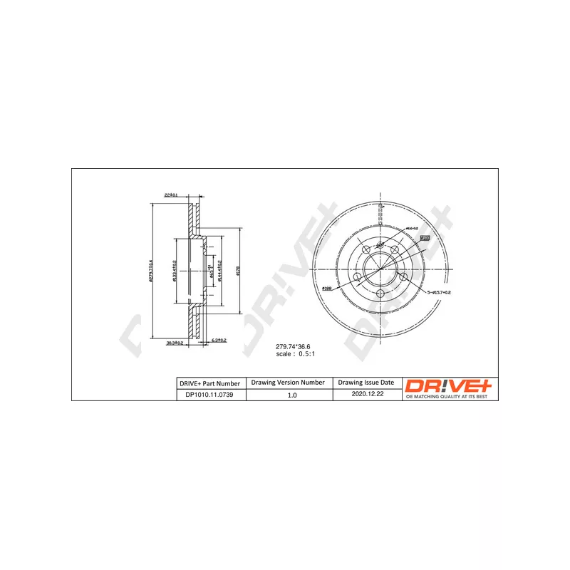 Jeu de 2 disques de frein avant Dr!ve+ DP1010.11.0739