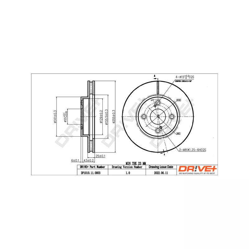 Jeu de 2 disques de frein avant Dr!ve+ DP1010.11.0803