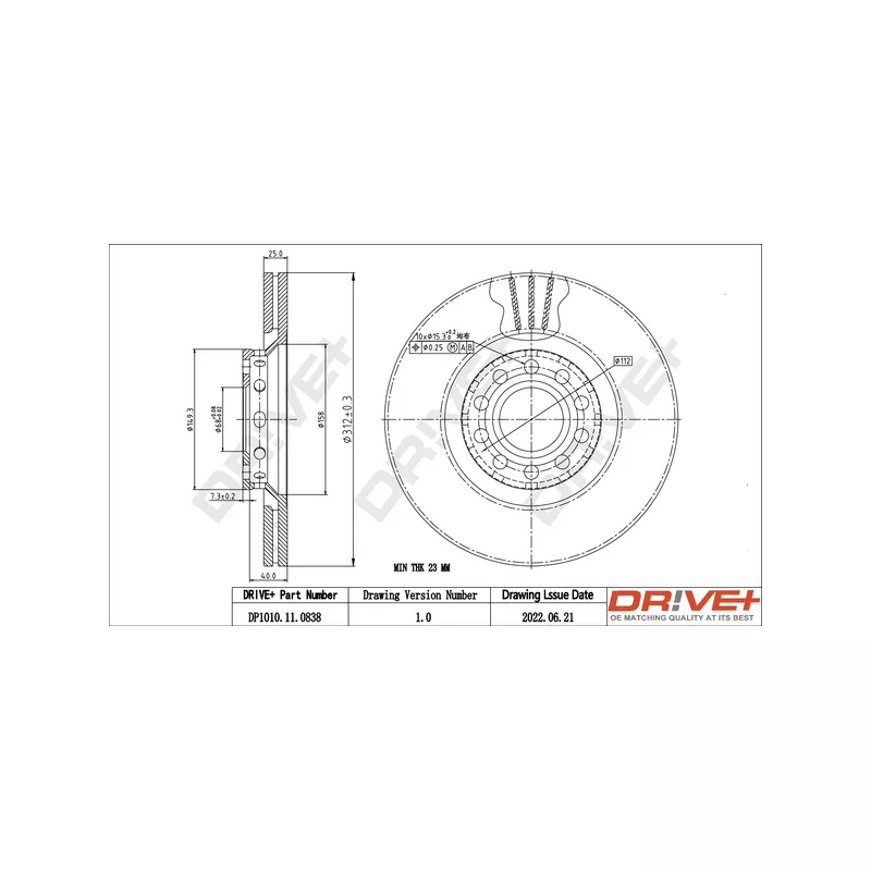 Jeu de 2 disques de frein avant Dr!ve+ DP1010.11.0838