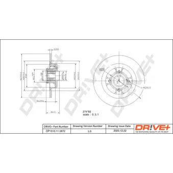 Jeu de 2 disques de frein arrière Dr!ve+ DP1010.11.0872
