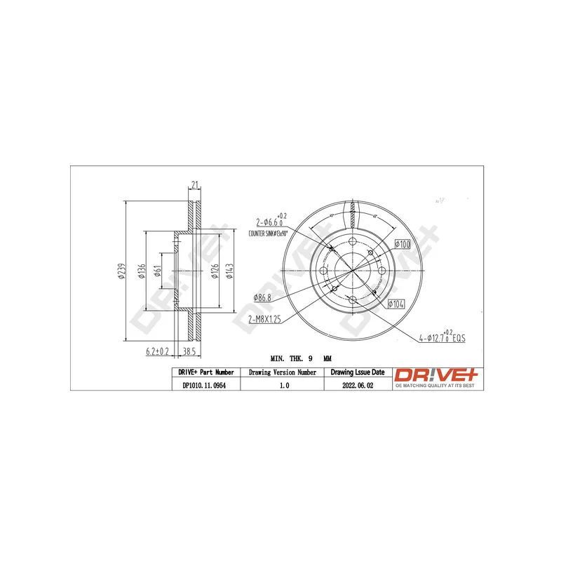 Jeu de 2 disques de frein avant Dr!ve+ DP1010.11.0954
